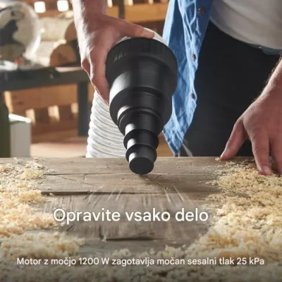 Kolektor pluhuri VonHaus 3500179,2 55 L 1200 W me filtër HEPA, zi, set adaptorësh 5 copë