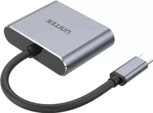Adapter Unitek USB-C në HDMI 4K dhe VGA, gri