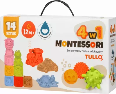 Set blloqe sensorike Tullo Montessori, 14 copë, ngjyra të përziera