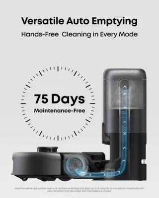 Robot fshesë me stacion vetë-zbrazës 3-në-1 Anker Eufy E20 (T2070G10), 30.000 Pa/8.000 Pa, qese 3 L