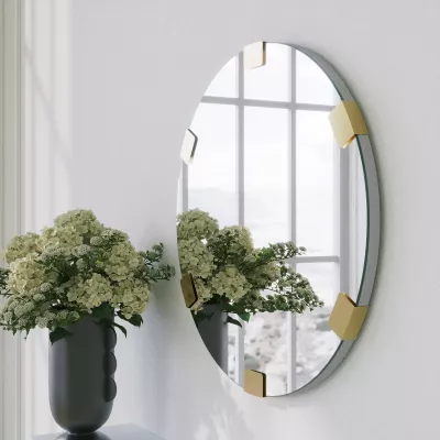 Pasqyrë dekorative, ngjyrë ari, Skye Decor, Chakra Mirror