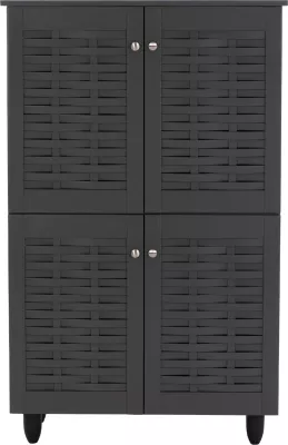 Kabinet këpucësh KABIRA, FH2210.10, 4 dyer, melaminë, ngjyrë gri e errët, 77x34x123H cm