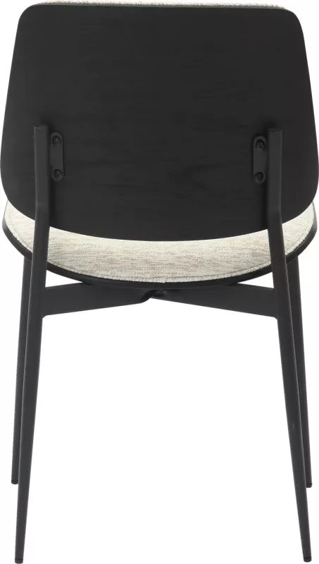 Karrige për ngrënie CONTI FH9983.02, metal i zi & dru i përpunuar, pëlhurë e kremtë, 48.5x56x82.5 cm, set prej 2 copash