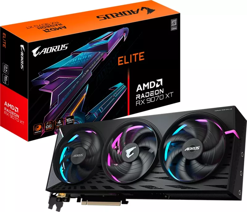 Kartë grafike GIGABYTE AORUS Radeon RX 9070 XT ELITE 16G 16GB GDDR6 256-bit PCIe 5.0