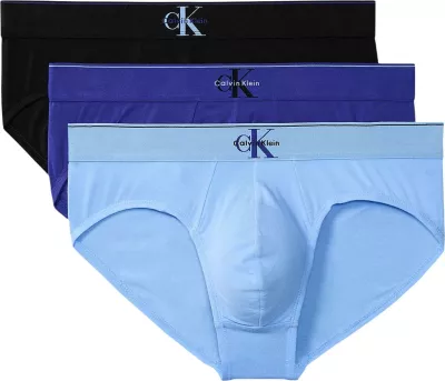 Të brendshme për meshkuj Calvin Klein Underwear HIP BRIEF 3PK LV00NB4471, të zeza - blu [Madhësia: S]