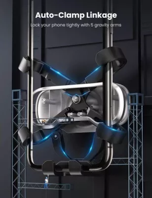 Mbajtës telefoni për veturë UGREEN 80539, air vent, gravitet auto-mbërthim, rrotullim 360°, 4.7-7.2", i zi/gri, në kuti