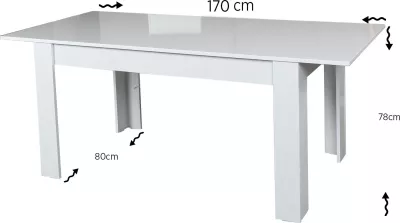 Tavolinë ngrënie me zgjatje, ngjyrë e bardhë, Skye Decor Oblo