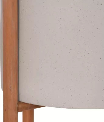 Vazo e brendshme RENTIL, fibër-cement, ngjyrë gri, bazë dru tik, Φ27x66cm