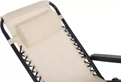 Karrige relaks COMPANION HM5095.12, metal i zi + textilene bezhë, 67x145x110H cm