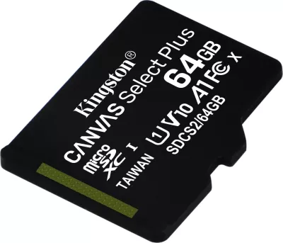Kartelë microSDXC Kingston 64GB Canvas Select Plus, 100 MB/s, e zezë