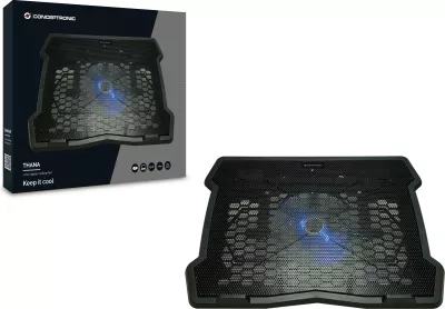 Mbajtëse ftohëse Conceptronic 1-Fan USB-A2.0 për laptop 15.6 inç, e zezë