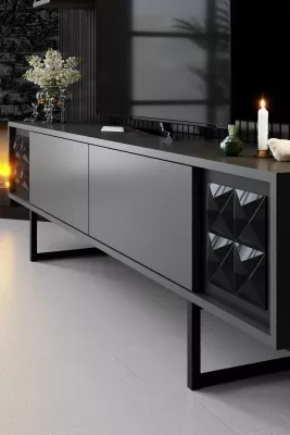 Set mobiljesh për dhomë dite Skye Decor, linjë e zezë, anthracite, e zezë