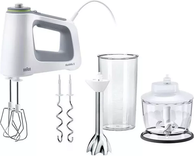 Mikser dore Braun MultiMix 5 HM5137WH, 750W, 9 shpejtësi, bardhë-gri