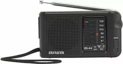 Radio portative xhepi Aiwa RS-44 AM/FM, analog ETS, jack 3.5mm, me kufje, këllëf dhe 2x AA, e zezë