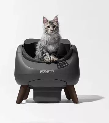 kuti rëre smart automatike për mace Catlink C08 Scooper OPEN-X, me Wi‑Fi/app, 4 L rërë + 12 L depo mbetjesh, gri