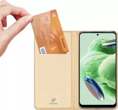 Mbështjellës Dux Ducis Skin Pro për Xiaomi Redmi Note 12 Pro+, me xhep karte, stand, Gold