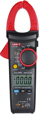Pincë ampermetër digjital UNI-T UT213C 400A True RMS, CAT III 600V, kuqe/zezë, set me kabllo testimi, sondë temperature, bateri x3 dhe çantë
