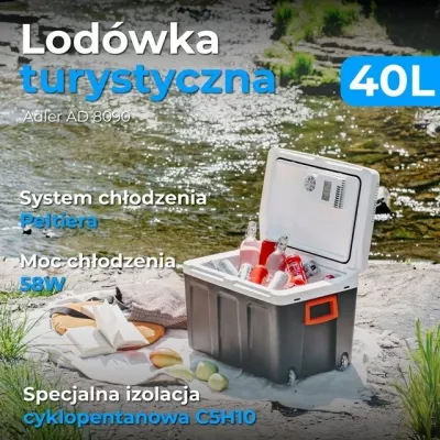 Ftohës portativ Adler AD 8090, 40 L, zi/bardhë