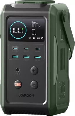 powerbank Joyroom JR-PBF10 75000mAh 100W 3x USB-C 3x USB-A me elektrik palosës dhe dorezë, e gjelbër
