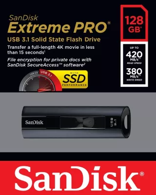 USB flash drive SanDisk Extreme Pro 128 GB USB Type-A 3.2 Gen 1, E zezë