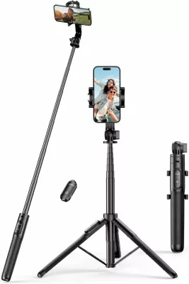 Selfie stick Ugreen LP586 me stativ dhe telekomandë Bluetooth, 1.5m, e zezë