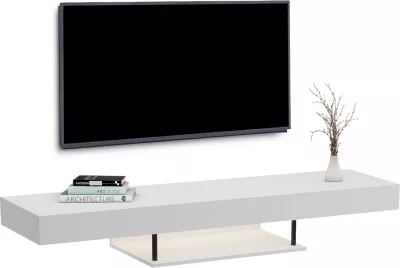 Mbajtës muri për TV me LED SAVOR FH18381.02, melaminë e bardhë, 150x29.5x22cm
