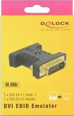 Adapter DVI DeLOCK 63313, DVI 24+1 mashkull në DVI 24+5 femër, 4K, i zi
