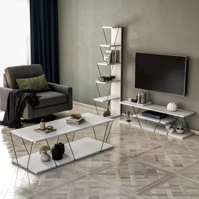 Set mobiljesh për dhomë dite, Skye Decor Epsilon, bardhë e zi