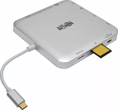 Stacion docking USB-C Tripp Lite U442-DOCK2-S, 4K, PD 60W, HDMI/VGA/mDP, Gigabit Ethernet, USB 3.0 x3, SD/microSD, argjendtë