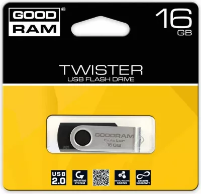 Pendrive GoodRam UTS2.0 Twister 16 GB zi/argjend