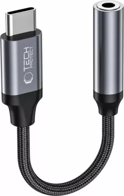 Adapter audio Tech-Protect UltraBoost USB-C në 3.5mm mini jack, i zi