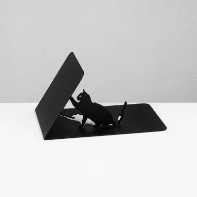 Mbajtës librash metalik, ngjyrë e zezë, Aberto Design, 25.5x12.5x12 cm