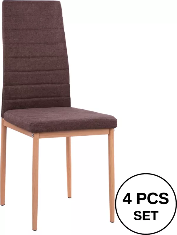 Karrige metalike Lady FH0037.13, pëlhurë kafe me kornizë metalike K/D 40x48x95 cm, set prej 4 copash