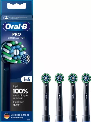 Kokë zëvendësuese për furçë dhëmbësh elektrike Oral-B CrossAction EB50-4, 4 copë, e zezë