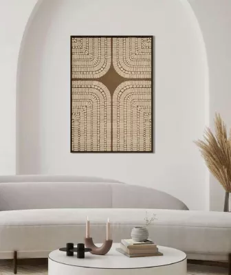 Pikturë dekorative New Age, kanavacë, ngjyrë bezhë-kafe, 80x120x4cm