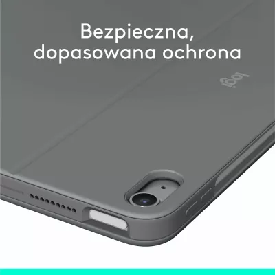 Tastierë me Mbështjellës Logitech Combo Touch 920-012636 për iPad Air 11" (M2/M3) dhe iPad Air Gen 4/5 10.9", QWERTY US International, me trackpad, me ndriçim tastesh, Smart Connector, Gri