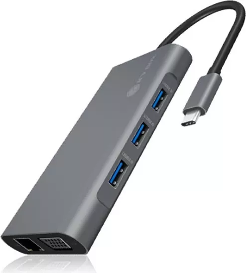 Docking Station RaidSonic ICY BOX IB-DK4040-CPD, USB 3.2 Gen 1 Type-C, 100 W, Anthracite, Black