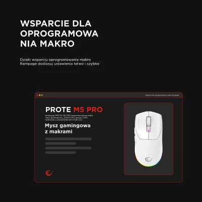 Maus Rampage Prote M5 Pro 26000 DPI RGB LED i bardhë