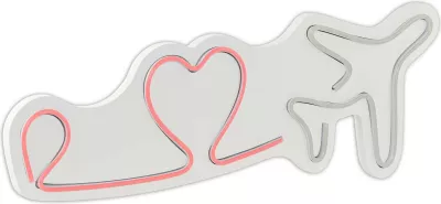 Dekor dritash LED plastike, Love Trip aeroplan, shumëngjyrëshe