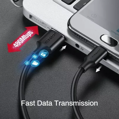 Kabllo Micro USB Ugreen US289 25 cm Quick Charge 3.0 2.4A, e zezë