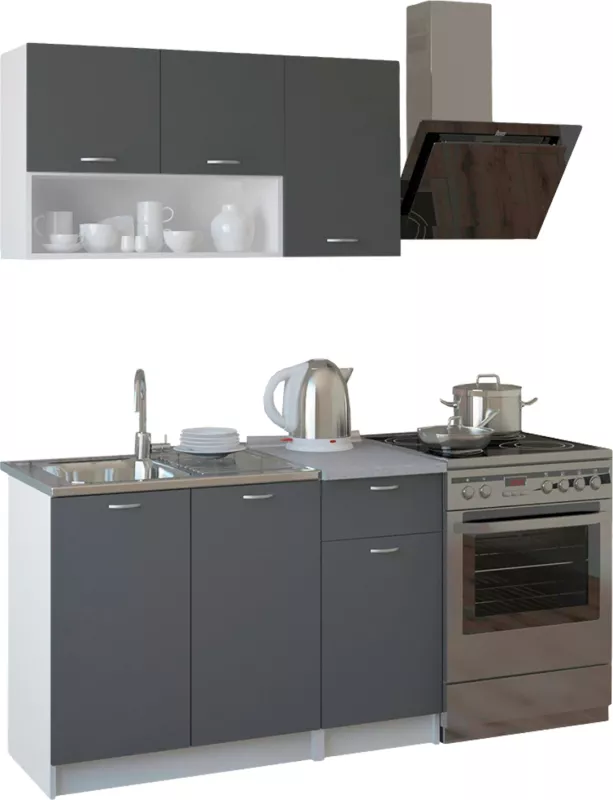 Kompozim kuzhine JADIEL FH2440.10 melamin gri me sipërfaqe të bardhë 120x46-29,2cm