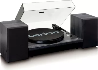 Gramafon Lenco LS-300, Bluetooth, 2 altoparlantë, druri, e zezë