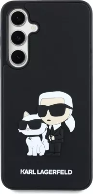 Mbështjellës Karl Lagerfeld 3D Rubber Karl&Choupette për Samsung Galaxy S24 FE, i zi