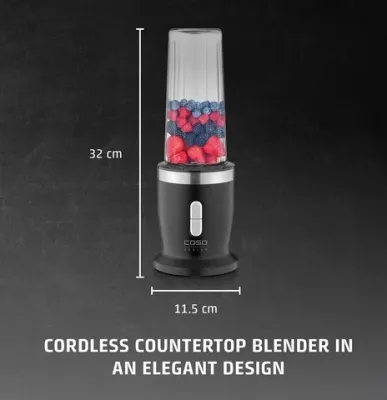 Blender wireless CASO Click & Blend 3622 240W, shishe Tritan 500ml BPA-free, 14,000 rpm, USB-C, bateri Li-ion e heqshme, zi mat/inoks, set me kabllo + kapak to-go