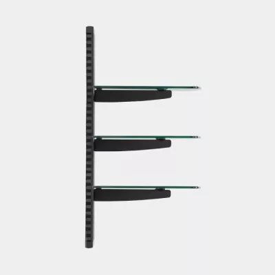 rafte murale prej xhami VONHAUS 3005031, 3 rafte 380 x 300 x 5 mm, mbajtje kabllosh, set 3 copë, zi