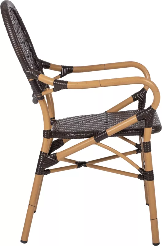 Karrige alumini FH5926.01, pamje bambuje, ratan PE kafe, 56x62x95H cm