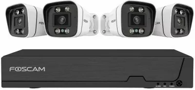 Set kamerash sigurie Foscam FN9108E-B4-2T, 4 kamera, regjistrues, 2TB, e bardhë