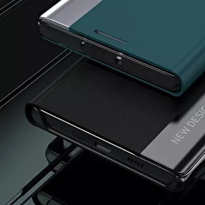 Mbështjellës Hurtel Sleep Case Pro për Xiaomi Redmi 11A / Poco C55 / Redmi 12C, me kapak dhe mbajtëse, e zezë