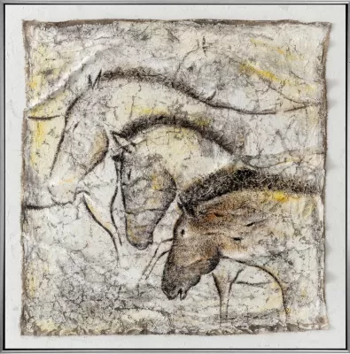 Pikturë dekorative Bravery, kanavacë, shumëngjyrëshe, dru, argjend, 80x80x4cm