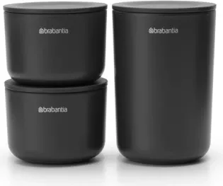Kavanoz ruajtjeje për banjo Brabantia ReNew MPN 281303, grisë e errët, set 3 copë